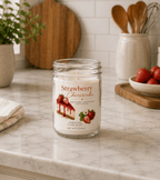 Strawberry Cheesecake Scented Soy Wax Candle 6oz Mason Jar 30-40 Hour Burn Vegan Phthalate-Free Cotton Wick Food Candle Holiday Fall Seasonal Home Decor Gift