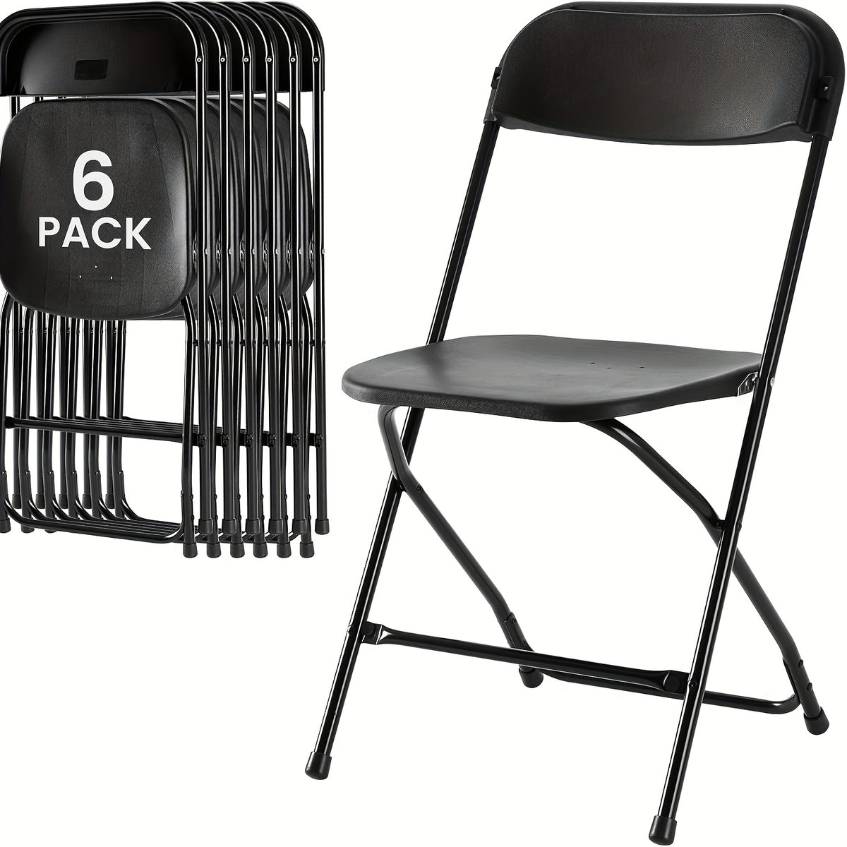 Stackable Folding Dining Chairs 350 Lbs Capacity Steel Frame for Kitchen Dining Room Catering & Outdoor Parties – Space-Saving Plastic Chairs