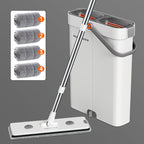 Flat Mop and Bucket Set 360 Degree Rotating Hands-Free Wringing Dual Compartment Clean Dirty Separation Ultra-Fine Fiber Floor Mop for Kitchen Bathroom Hardwood Tile