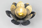 Solar Lotus Flower Garden Light with Cracked Glass Globe & LED Beads, Waterproof Outdoor Stake Light for Patio, Lawn, Steps & Yard, Auto Dusk-to-Dawn, Black White Solar Decorative Landscape Light