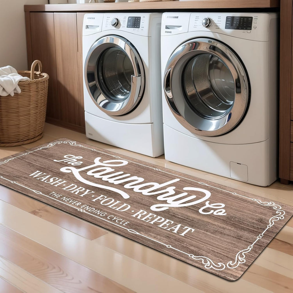 Non-Slip Washable Laundry Room Rug Runner – Rubber Backed Kitchen Mat for Farmhouse, Mudroom, Washroom & Bathroom Decor – Durable Floor Mat Runner
