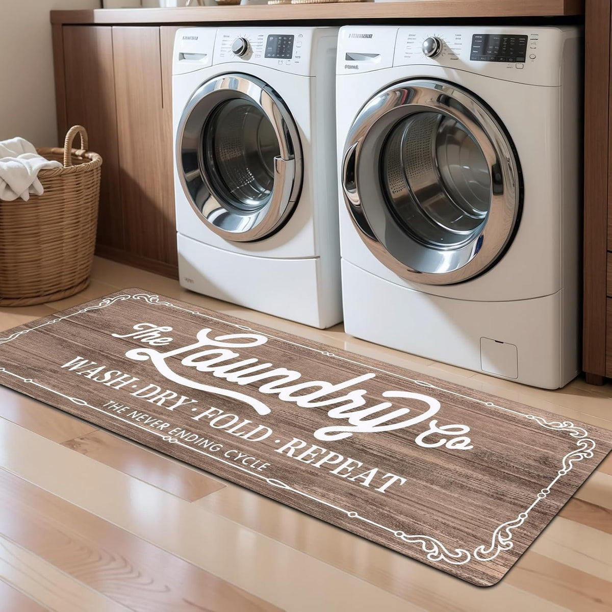 Non-Slip Washable Laundry Room Rug Runner – Rubber Backed Kitchen Mat for Farmhouse, Mudroom, Washroom & Bathroom Decor – Durable Floor Mat Runner