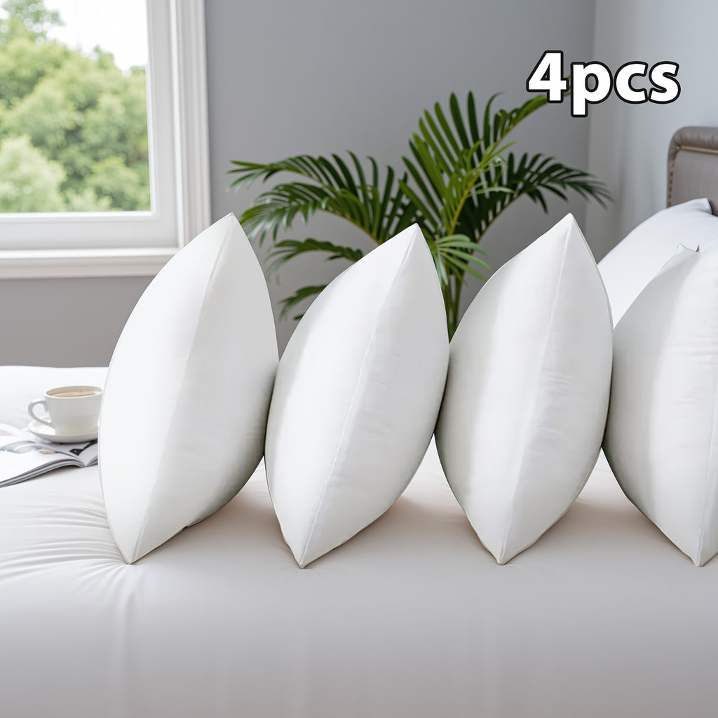 Fluffy Square Pillow Inserts Set of 4 with Zipper, Plump Cushion Stuffer Inserts for Throw Pillow Covers, Sofa, Bed, Patio & Couch, Machine Washable, Available in 14 to 22 Inch Sizes
