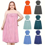 Coral Velvet Bath Wrap Towel Skirt & Dry Hair Hat Set with Pockets - Super Absorbent Machine Washable Spa Bathrobe Bag for Women Home Lounge Bedroom | Nuvia Haven