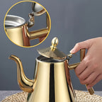 Stainless Steel Kettle with Filter Tea Pot Coffee Pot Cold Water Pitcher Induction Cooker Compatible for Home Hotel Restaurant Golden Finish
