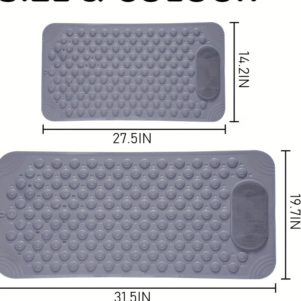 Anti-Slip Shower Mat with Massage Function – Extra Large Non-Slip Bathtub Mat for Safety & Comfort | 19.7”x31.5” | Green, Grey, White, Blue, Khaki & Pink