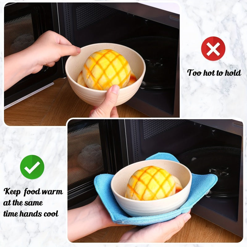 Microwave Bowl Holders 4-Pack Heat Resistant Non-Slip Insulation Mats Food Safe Polyethylene Microwave Safe Bowl Cozies for Kitchen Meal Prep