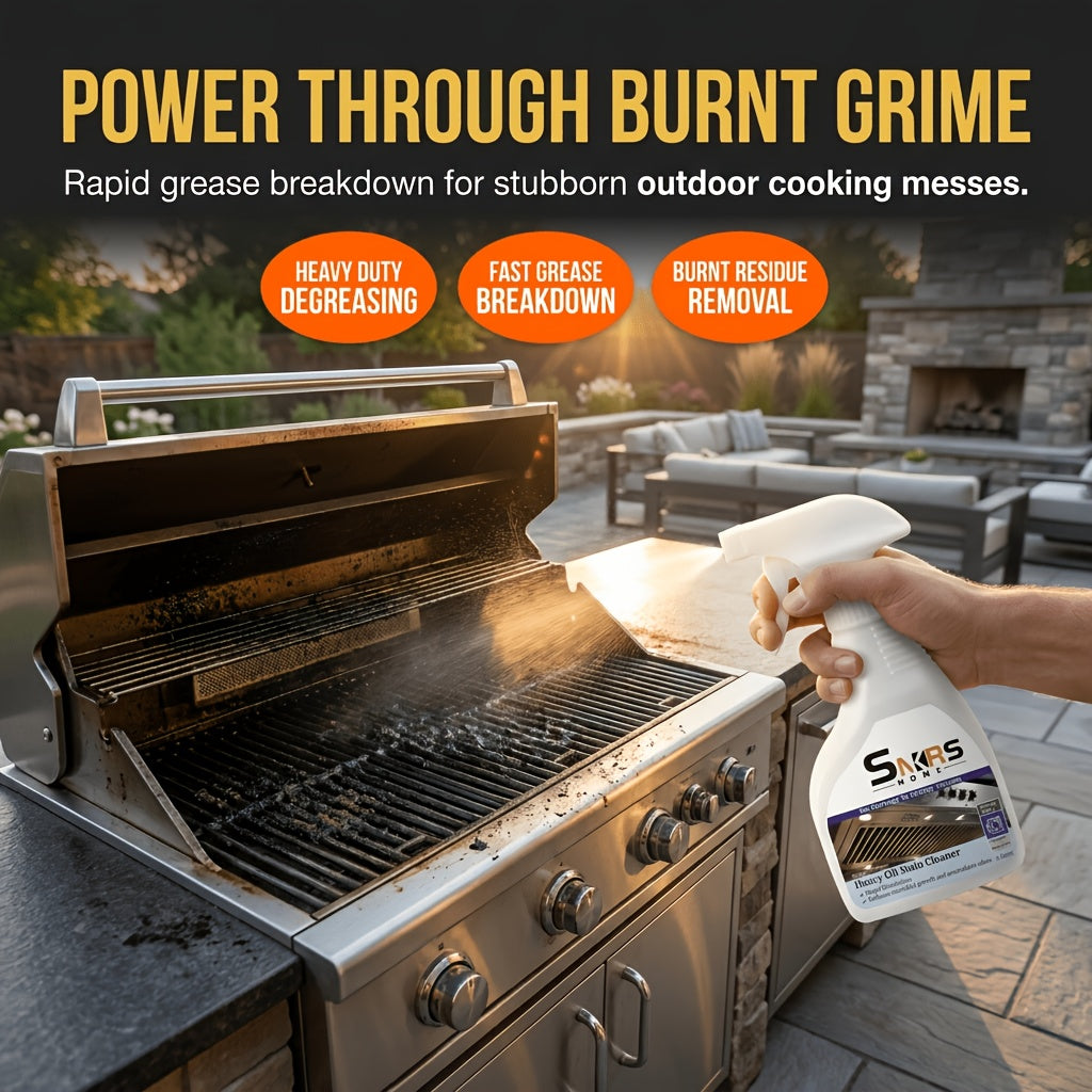 Heavy-Duty Stove & Gas Grill Degreaser Spray – Calcium Carbonate & Surfactant Formula Cuts Through Baked-On Grease & Oil on Metal Surfaces, Kitchen Cleaning Essentials