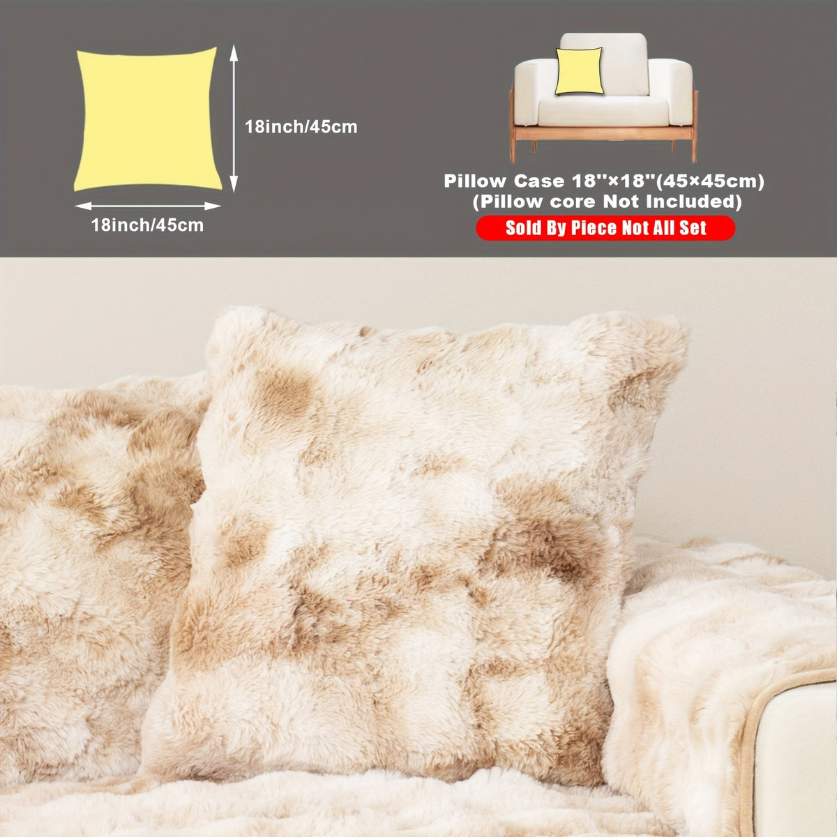Faux Lamb Fluffy Sofa Cover Modern Gradient – Thick Plush Pet-Friendly Polyester Sofa Protector, Machine Washable 450-500g Fabric for Single, Double, Triple & Combination Sofas