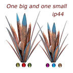 Metal Agave Solar Garden Lights Set of 2 (Large & Small) – Auto Dusk-to-Dawn Outdoor Stake Lights for Lawn, Courtyard, Garden & Patio Decor, 8 Color Options