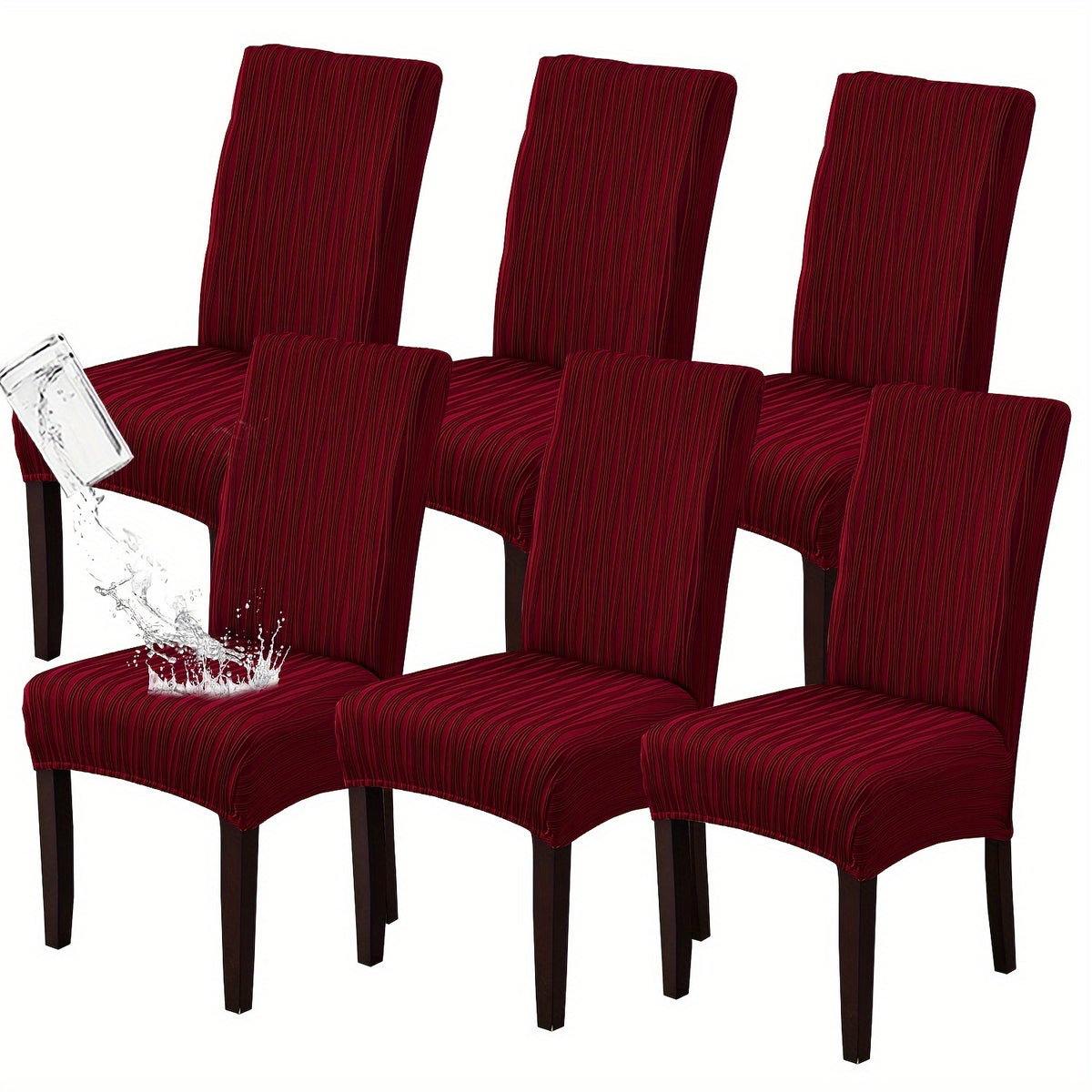 Stain-Resistant Stretch Dining Chair Covers Set of 4 or 6 Jacquard Polyester-Spandex Removable Slipcovers – Pet & Kid Friendly, Machine Washable, for Restaurant Home Wedding Christmas