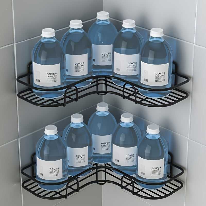 Corner Shower Shelf Wall Mounted Stainless Steel Bathroom Organizer, Multi-Compartment Caddy for Shampoo Conditioner Cosmetics, Anti-Rust Space-Saving Design, Black or White, Modern Shower Storage
