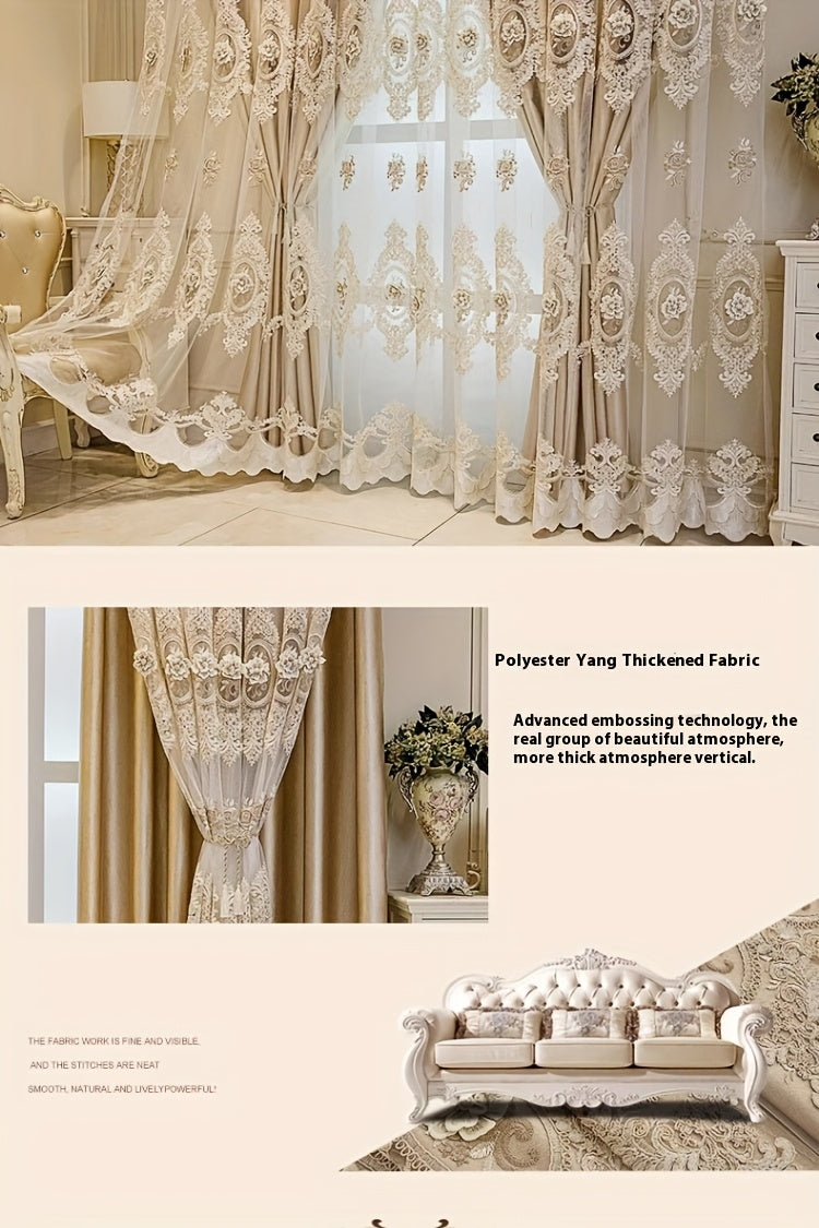 Luxury Blackout Curtains for Bedroom Living Room, European 3D Jacquard Embroidery Grommet Top Window Drapes, Thermal Insulated Light Blocking Machine Washable Panels