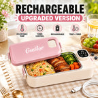 Heated Lunch Box Rechargeable with Timer - Self-Warming Portable Bento Box 80°C Keep Warm for Women & Men, Insulated Meal Prep Container with Lid, Electric Lunch Box for Work & Office