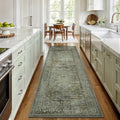 Washable Area Rug Sage Green Vintage Print - Low Pile Non-Slip Backing, Machine Washable Thin Flat Rug for Living Room Bedroom Entryway, Multiple Sizes