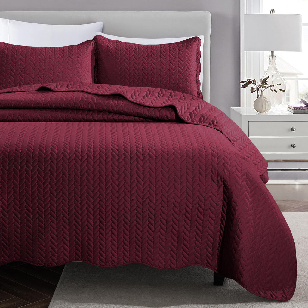 Microfiber Quilt Bedspread Set All Season Lightweight – Soft Breathable Quilted Coverlet Twin Full Queen King 16 Colors Machine Washable