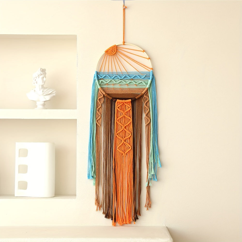 Bohemian Woven Wall Hanging Tapestry Sunrise Sunset Design Boho Wall Decor for Living Room Bedroom Wedding Valentine's Day Thanksgiving Home Decor Woven Tapestry Wall Art Aesthetic Room Decor Gift