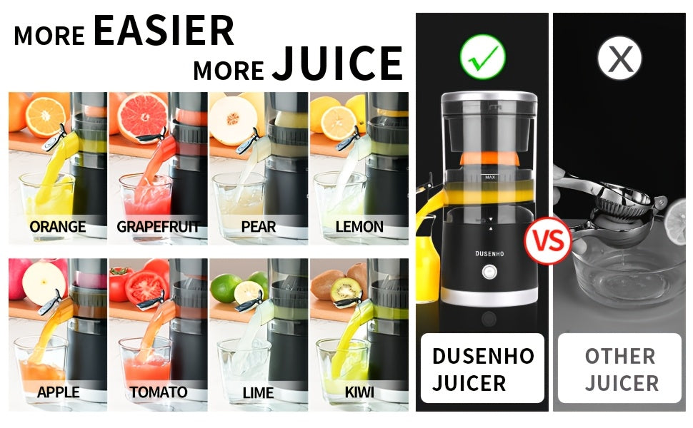 Rechargeable Electric Citrus Juicer USB-C – 45W Portable Juicer Machine for Orange, Lemon & Lime | BPA-Free | Includes Cleaning Brush | Black & Red