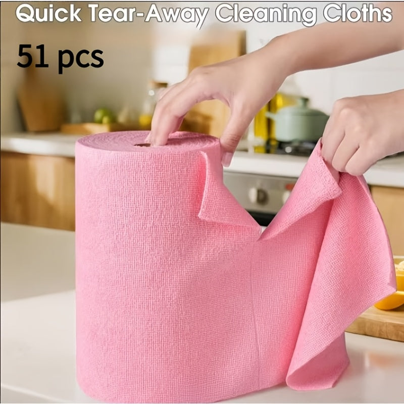 Reusable Microfiber Cleaning Towels 51pcs – Tearable Kitchen Roll Wipes, Absorbent Dish Cloth & Paper Towel Replacement, Multi-Surface Household Cleaning Rags, Eco-Friendly Kitchen Supplies
