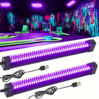 UV LED Blacklight Bar 12.6 Inch USB 5V 385-400nm Black Light Strip with Switch for Halloween Party Decoration, Stage Lighting, Club Disco, Christmas, Valentine's Day - 2 Pack & Single Options