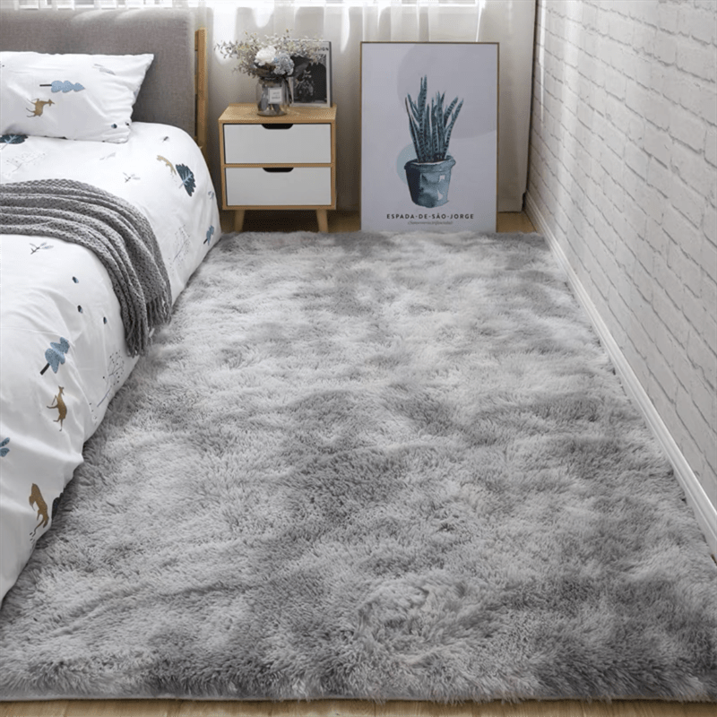 Tie-Dye Shaggy Plush Area Rug Non-Slip Fuzzy Soft Bedside Carpet Pet Friendly for Bedroom Living Room Dorm 5 Colors