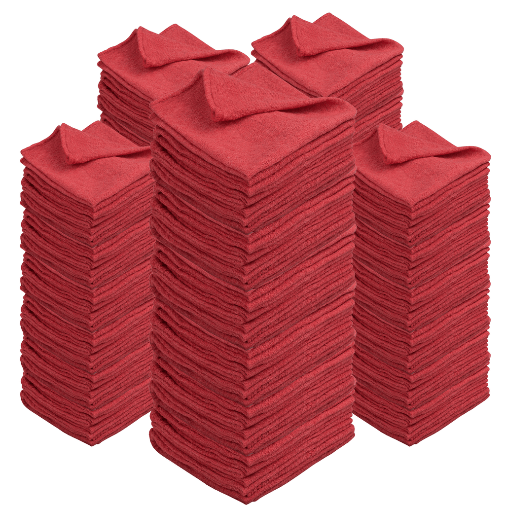 Americlassic Cotton Shop Rags 12x14 in – Absorbent Lint-Free Cleaning Rags & Shop Towels for Home, Garage, Auto & Industrial Use, 50 to 500 Pack, Red, White & Navy Blue