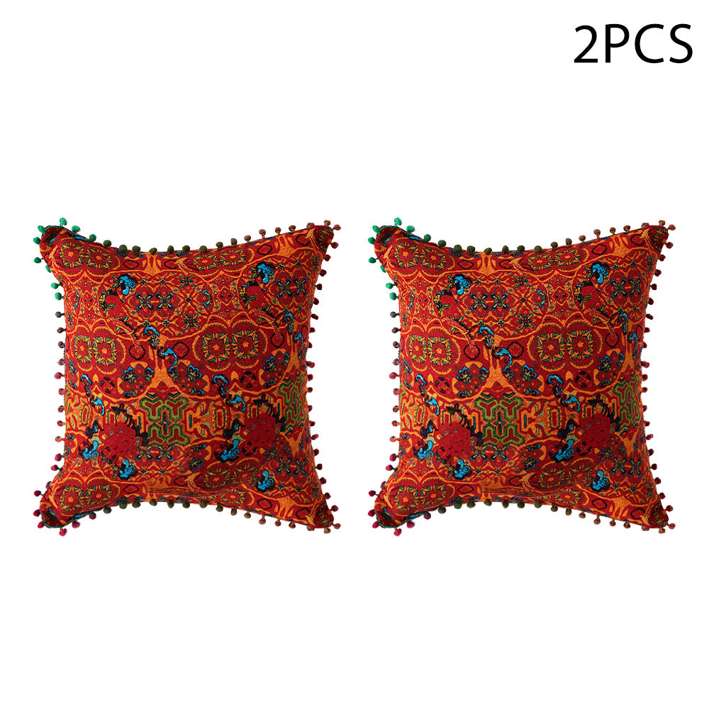 2-Pack Turkish Moroccan Throw Pillows with Inserts Reversible Floral Boho Decorative Pillow 18x18 Inch Polyester Square Cushion Zip Cover for Sofa Couch Bedroom Living Room 7 Colors