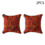 2-Pack Turkish Moroccan Throw Pillows with Inserts Reversible Floral Boho Decorative Pillow 18x18 Inch Polyester Square Cushion Zip Cover for Sofa Couch Bedroom Living Room 7 Colors