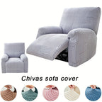 Elastic Jacquard Recliner Chair Cover Single Seat – Stretch Armchair Slipcover Furniture Protector for Living Room Bedroom Office, 6 Colors (Pink Blue Green Camel Gray Beige)