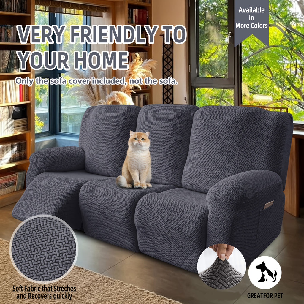3-Seater Recliner Cover - Plush High Stretch Wear-Resistant Machine Washable Easy Clean Sofa Protector for Living Room and Bedroom