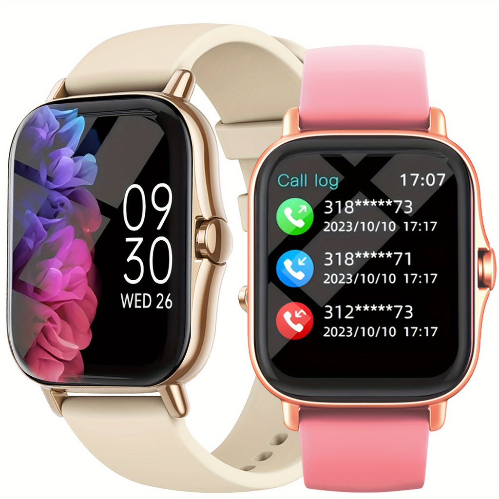 Large Screen Smartwatch with HD Voice Call, Multiple Sports Modes, Sleep Detection & Customizable Watch Faces – Compatible with Android & iPhone, Silicone Band