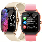 Large Screen Smartwatch with HD Voice Call, Multiple Sports Modes, Sleep Detection & Customizable Watch Faces – Compatible with Android & iPhone, Silicone Band