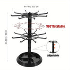 Rotating Jewelry Stand 2-Tier Black Plastic Necklace Bracelet Earring Keychain Hanging Organizer Display Rack for Dressing Table Counter – 360° Spinning Tabletop Jewelry Tower Holder