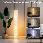61" LED Floor Lamp with White Fabric Shade – 3 Adjustable Color Temperatures, APP & Remote Control Corner Standing Lamp for Bedroom Living Room, Valentine’s Day Birthday Gift