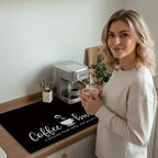 Coffee Bar Mat and Dish Drying Mat - Non-Slip Diatomite Absorbent Kitchen Counter Mat with Coffee Theme Design - Multi-Size Coffee Machine Mat and Kitchen Countertop Accessory