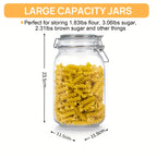 50oz Airtight Glass Jars with Lids Set of 3 - Square Borosilicate Food Storage Canisters for Pantry Organization, for Sugar Flour Cereal Coffee | Nuvia Haven