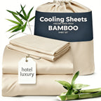 Bamboo Bed Sheets Set 1660TC Ultra Soft Deep Pocket Cooling 3/4pcs – Luxury Fitted Sheet & Pillowcase Set for Twin Full Queen King, 14 Colors