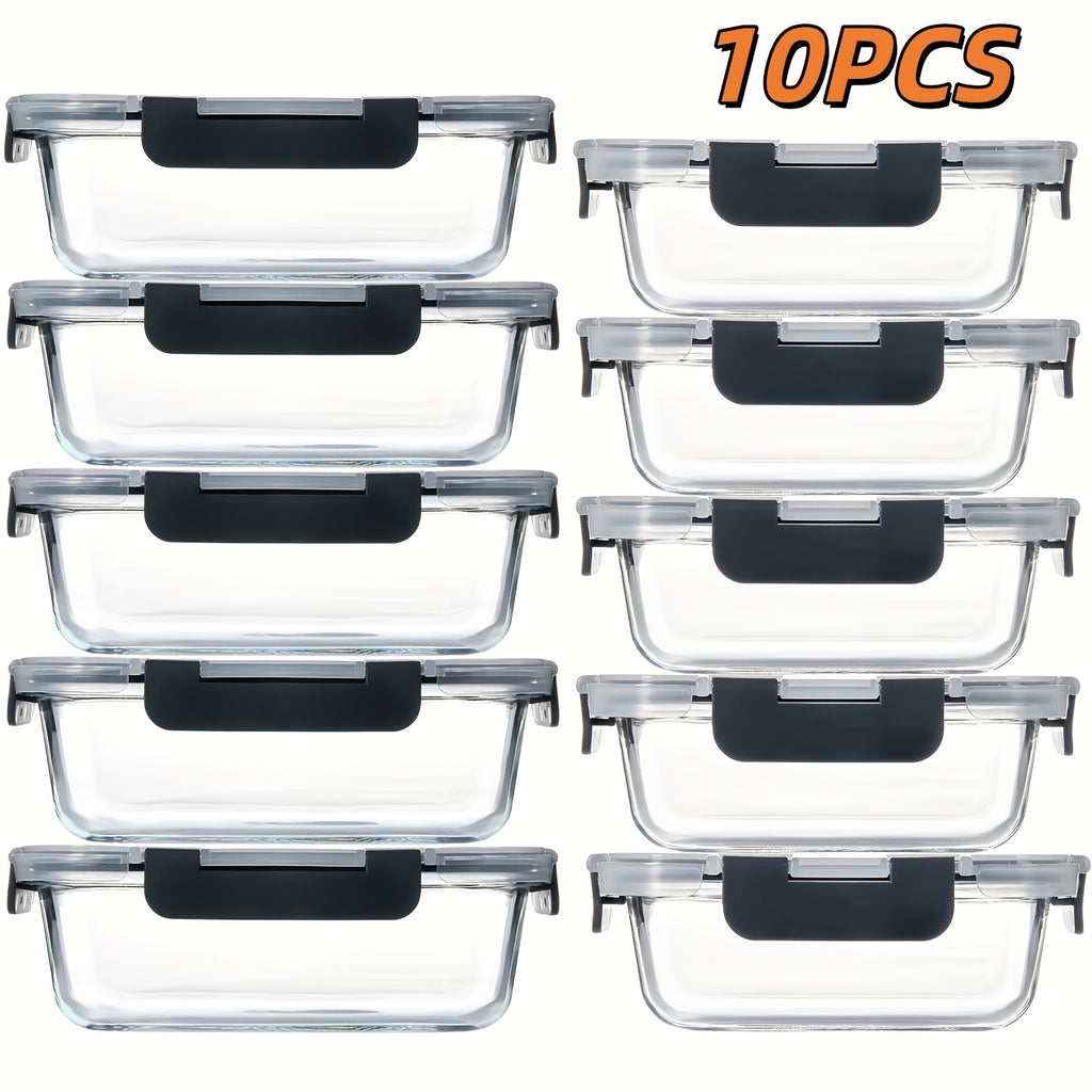 Borosilicate Glass Food Storage Containers Set with Lids – 10/17 Piece Airtight Meal Prep Bento Boxes, BPA Free, Microwave & Dishwasher Safe, Mixed Colors