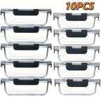 Borosilicate Glass Food Storage Containers Set with Lids – 10/17 Piece Airtight Meal Prep Bento Boxes, BPA Free, Microwave & Dishwasher Safe, Mixed Colors