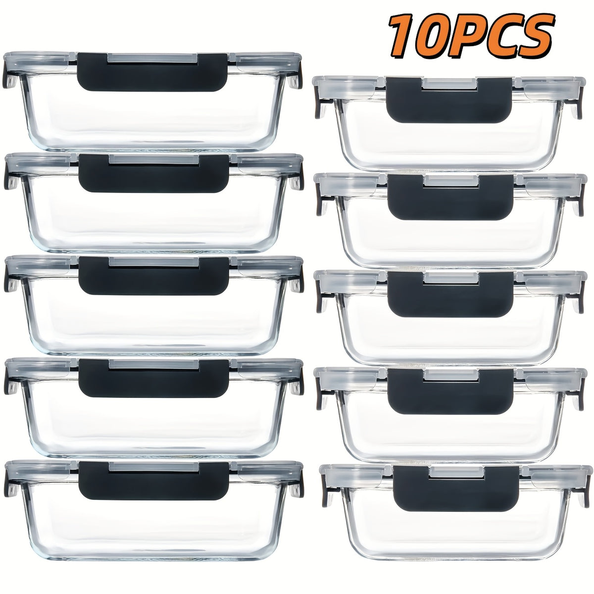 Borosilicate Glass Food Storage Containers Set with Lids – 10/17 Piece Airtight Meal Prep Bento Boxes, BPA Free, Microwave & Dishwasher Safe, Mixed Colors