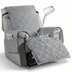 Quilted Recliner Cover with Side Pocket Anti-Slip Elastic Band Pet Furniture Protector – Easy to Install Sofa Recliner Slipcover for Living Room, All-Season Home Decor