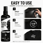 Black Fabric Color Correction Spray 3.38oz – Permanent Fade Repair Dye for Clothes, Jeans, Leather & Apparel