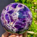Natural Brazilian Crystal Ball Deep Purple 1.7 Lb – Bohemian Style Polished Stone Desktop Decoration for Home & Office, Valentine's Day Gift, Carnival & Holiday Decorative Ornament