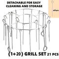 304 Stainless Steel Vertical Grill Rack for Air Fryer – 21-Piece Set with 20 Skewer Needles, Fits 3QT-6QT | Even Heating for Meat & Vegetables