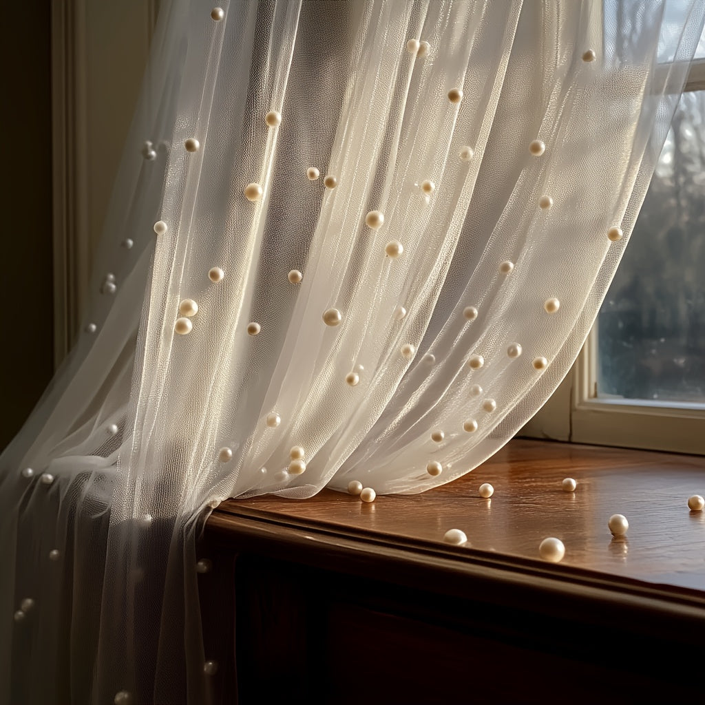White Pearl Sheer Tulle Fabric 160x300cm 5.25x9.8ft for Wedding Party Home Window Wall Tabletop Decoration Festive Event Backdrop