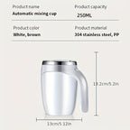 Self Stirring Coffee Cup 8.45oz Automatic - One Button Electric Mixing Mug with Lid, Reusable Travel Cup for Coffee, Milk & Protein Powder, Style A & B, Perfect Christmas Gift