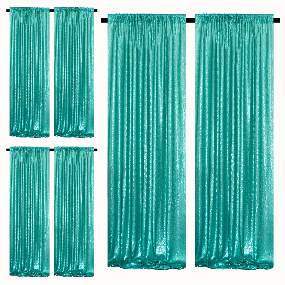 Sequin Backdrop Curtains – Glitter Party & Wedding Background Panels, 2ft×8ft per Panel, 4/6/8 Panel Sets, 29 Colors for Birthday, Stage, Bridal & Event Decor