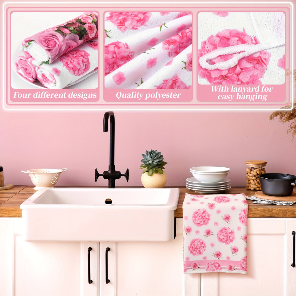 8-Piece Kitchen Towels and Dishcloths Set with Oven Mitts and Pot Holders - Absorbent Heat Resistant Kitchen Linen Set for Baking Cooking and Chef Use - Practical Kitchen Gift Set