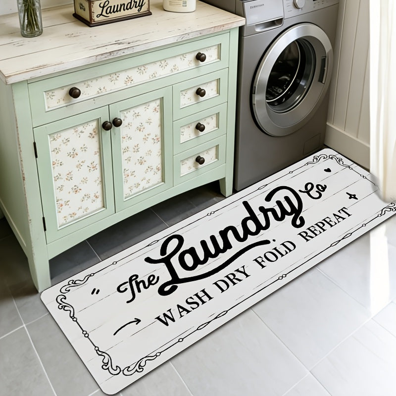 Non-Slip Runner Rug with Rubber Backing Machine Washable Floor Mat for Hallway Entryway Bathroom Laundry Room Rural Design 2 Sizes