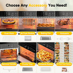 32-Quart 20-in-1 Air Fryer Oven & Toaster Oven Combo, 1800W, 360° Hot Air Circulation, 12 Cooking Modes, Clear Door, 13" Pizza Pan & 7 Accessories — Fits 13-lb Turkey, 86–450°F, Black